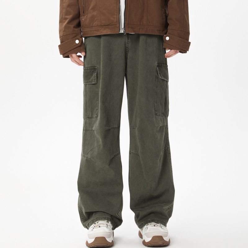 Herrenbekleidung Herrenbekleidung & Archer0603 & Amerikanische Retro-Vintage-Overalls im Used-Look für Männer und Frauen mit weitem Bein und gerader Fallschirmjägerhose_voghion.com