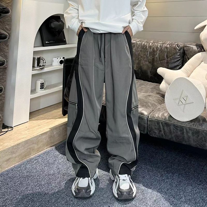 ​​Herren Streetwear Cargohose – Double-Zip Tech Joggers (Olivgrün/Rot, Polyestermischung, M-3XL)​​_voghion.com
