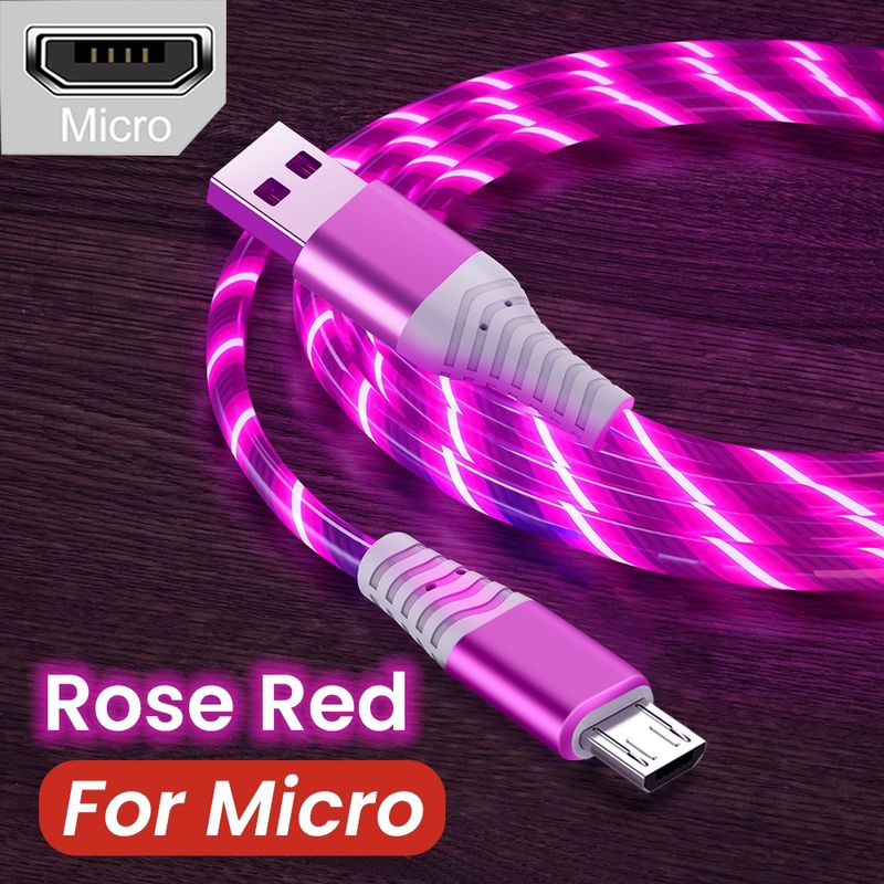 Lysende 5A LED-kabel Micro USB Type C-kabel Huawei Honor Hurtigopladning USB C-opladningsdatakabel Xiaomi Samsu harging harging_voghion.com