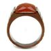 TK3114 - IP Coffee light Stainless Steel Ring with Semi-Precious Cat Eye in Orange_voghion.com