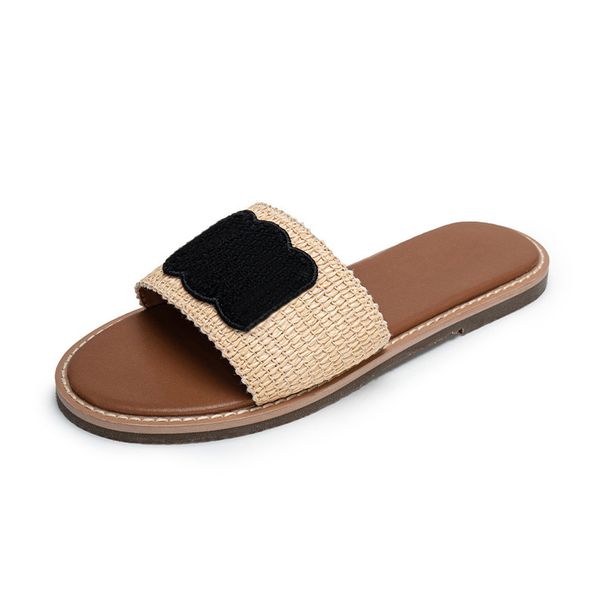 2025 Sommar Nya Flip-Flops För Kvinnor Ce Hem Stråbokstäver Platta Strandsandaler Tofflor_voghion.com