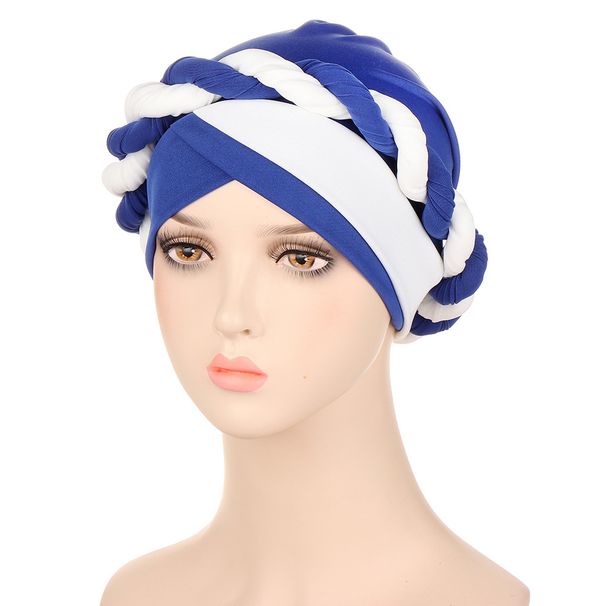 zweifarbige, einfach geflochtene Turban-Mütze aus Milchseide_voghion.com