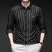 Ds27121 Hohe Elastizität Nahtlose High-End Business Casual Gestreiften Frühling Und Herbst Basis herren Langarm Revers Hemd_voghion.com