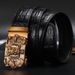 Apparel Accessories Buckle Belt Cowhide Shiny Large Crocodile Pattern Casual Belt Men's Personality Business Belt_voghion.com