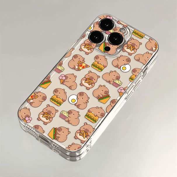 Διαφανής μαλακή θήκη τηλεφώνου TPU με αστεία ζώα και χαριτωμένο καπιμπάρα για Samsung S25 S24 S23 S22 S21 S20 S10 FE Note20 Note10 Plus Ultra Lite 5G_voghion.com