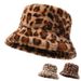 Vinter Vis ansigt Little Leopard Print Fisherman Woman Alsidig Warm Pot Ins Plys Bucket Hat_voghion.com