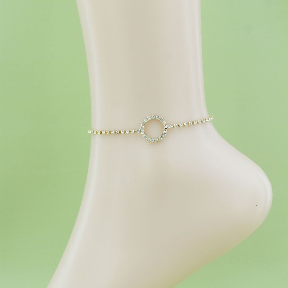 Neue Mode Sommer Einfache Bowknot Single Layer Strass Fußkettchen Herz Blume Form Voller Diamant Fuß Schmuck_voghion.com