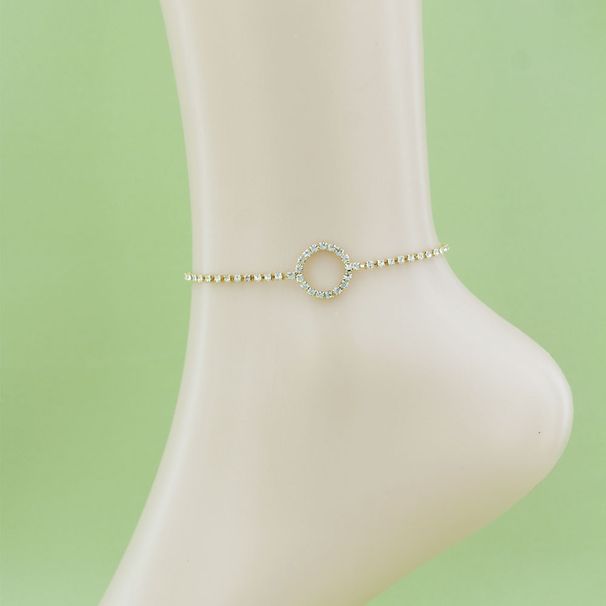 Neue Mode Sommer Einfache Bowknot Single Layer Strass Fußkettchen Herz Blume Form Voller Diamant Fuß Schmuck_voghion.com