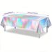 Holographic Tablecloth Decorations Shiny Iridescent Laser Disposable Table Covers For Birthday Wedding Iridescent Disco Party_voghion.com