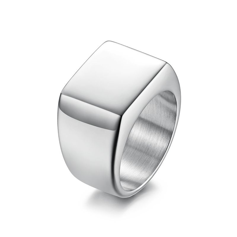 Anello da uomo in acciaio inossidabile, stile semplice, liscio, in argento antico_voghion.com