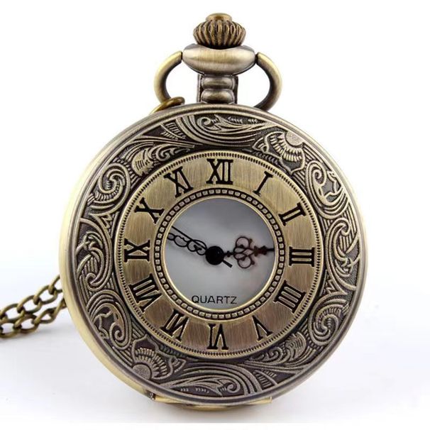 Fob Watches Pocket Watch Pocket Watch Stylish Retro Shell Dial Double Layer Scale Quartz Pocket Watch_voghion.com