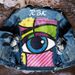 Women's Clothing Graffiti big eyes casual trendy young denim jacket lapel jacket denim jacket_voghion.com