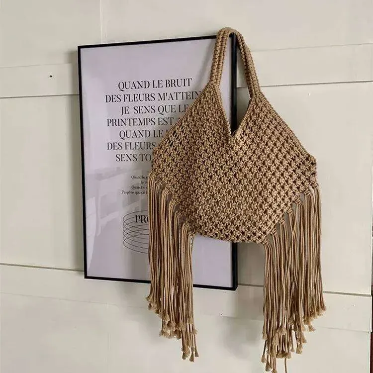 Borse da spiaggia estive con nappe intrecciate in paglia firmate da donna, 2023, borse a tracolla alla moda di grande capacità e_voghion.com