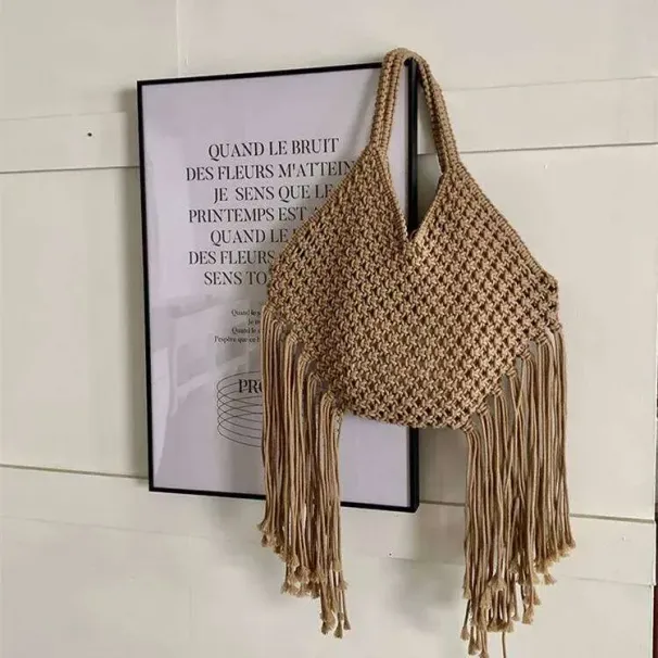 Borse da spiaggia estive con nappe intrecciate in paglia firmate da donna, 2023, borse a tracolla alla moda di grande capacità e_voghion.com