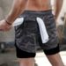 New Summer Double-layer Quick Drying Breathable Men's For Muscle Fitness, Running, Straight Leg Five Quarter Shorts_voghion.com
