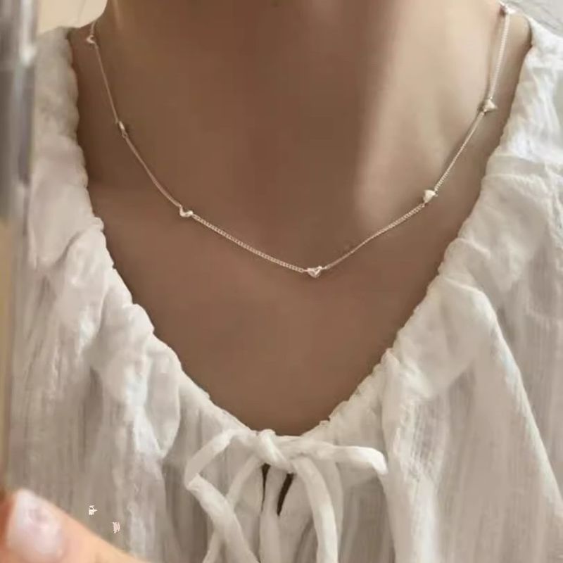 Collana con cuore fresco in stile coreano, semplice catena per donna, moda minimalista, squisita, versatile, girocollo di alta gamma, nuovo 2025_voghion.com
