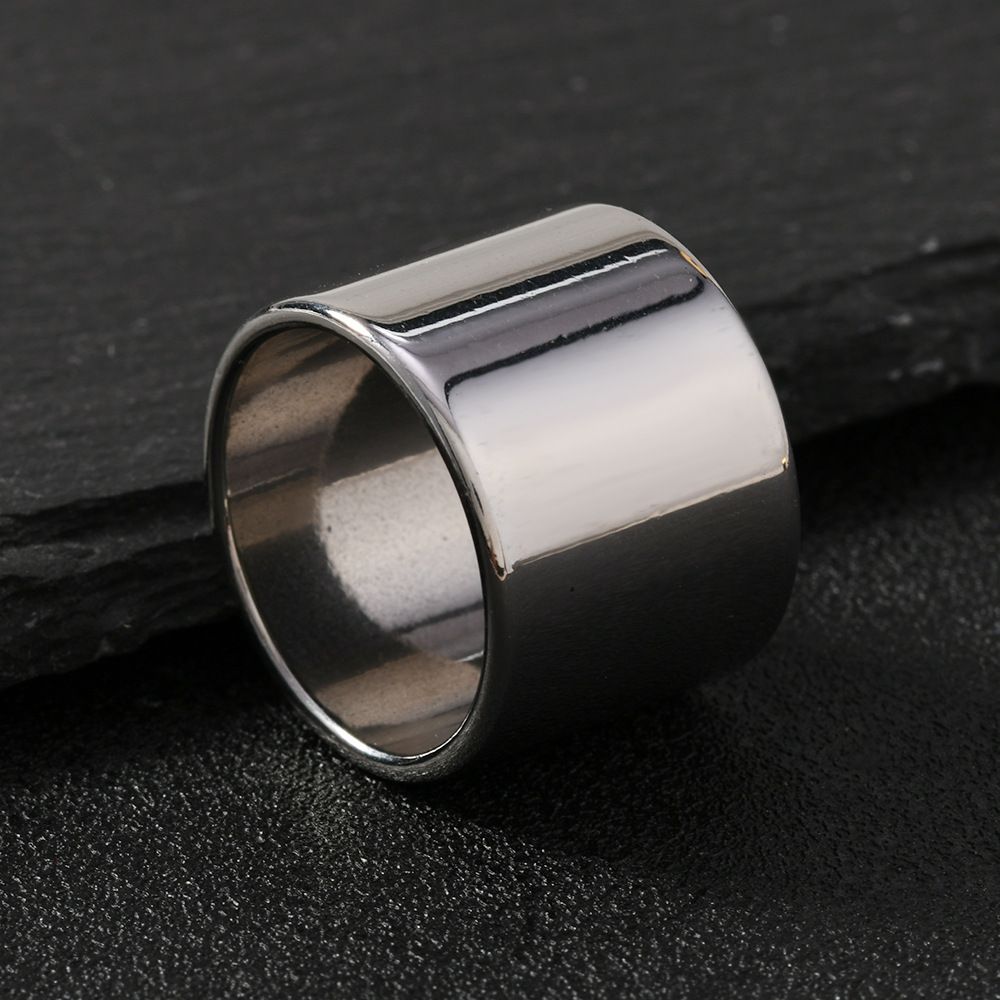 Anelli Moda Anello in acciaio al titanio 17 mm di larghezza Anello liscio semplice Anello da uomo Gioielli in acciaio inossidabile_voghion.com