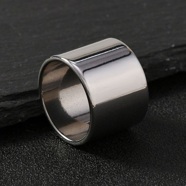 Anelli Moda Anello in acciaio al titanio 17 mm di larghezza Anello liscio semplice Anello da uomo Gioielli in acciaio inossidabile_voghion.com