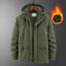Schwere Arbeitsjacke mit Sherpa-Futter für Herren – Winterfeste Polyester-Außenschicht mit praktischen Taschen, Größe 5XL und Sturmkapuze (Khaki/Armeegrün/Marineblau)_voghion.com