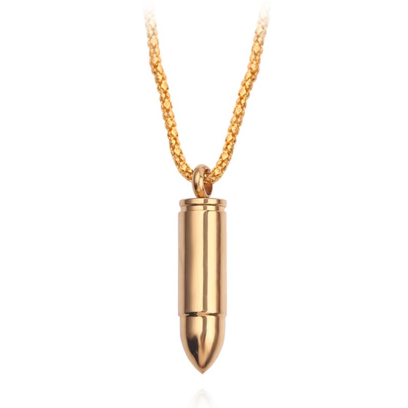 Men's Domineering Pendant Stainless Steel Bullet Head Can Be Opened Necklace Personalized Accessories Sweater Chain_voghion.com