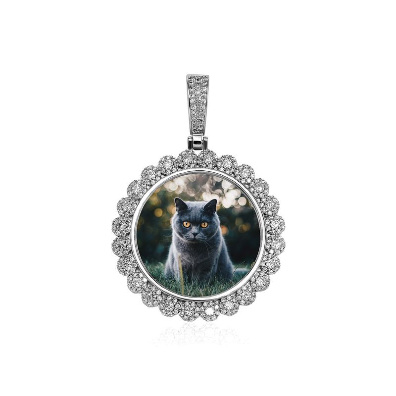 ​​Men And Women's Jewelry - Hip Hop Arrow Round Photo Frame Crystal Pendant With Cubic Zirconia, Unique Memorial Keepsake For Photos_voghion.com