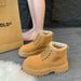 European Warm Series Martin For Women 2025 Autumn Winter New Petite Height-Increasing Thick-Soled Yellow British Style Short Boots_voghion.com