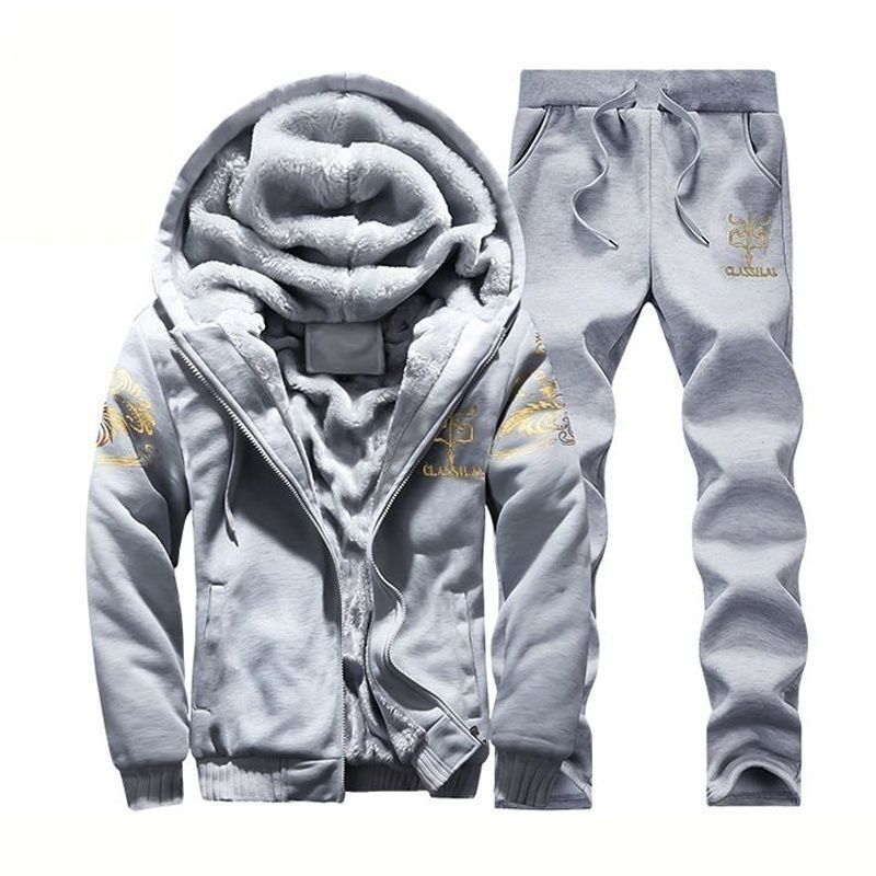 2020 Hoodie Anzug Regenbogen Herren Winter herren Sets Warme Hoodie + Hosen Sportswear Casual Männer Trainingsanzug 2 Stück Set_voghion.com
