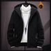 Herenjas met fleecevoering, capuchon, winterjas met rits, lichtgewicht warme bovenkleding voor koud weer (zwart, marineblauw, bruin, grijs)_voghion.com