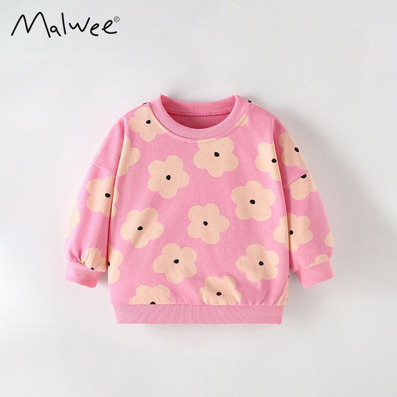 Malwee Girls' Sweatshirt Autumn Winter New European And American Style Casual Round Neck Printed Long Sleeve Base Shirt_voghion.com