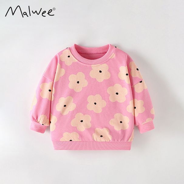 Malwee Girls' Sweatshirt Autumn Winter New European And American Style Casual Round Neck Printed Long Sleeve Base Shirt_voghion.com
