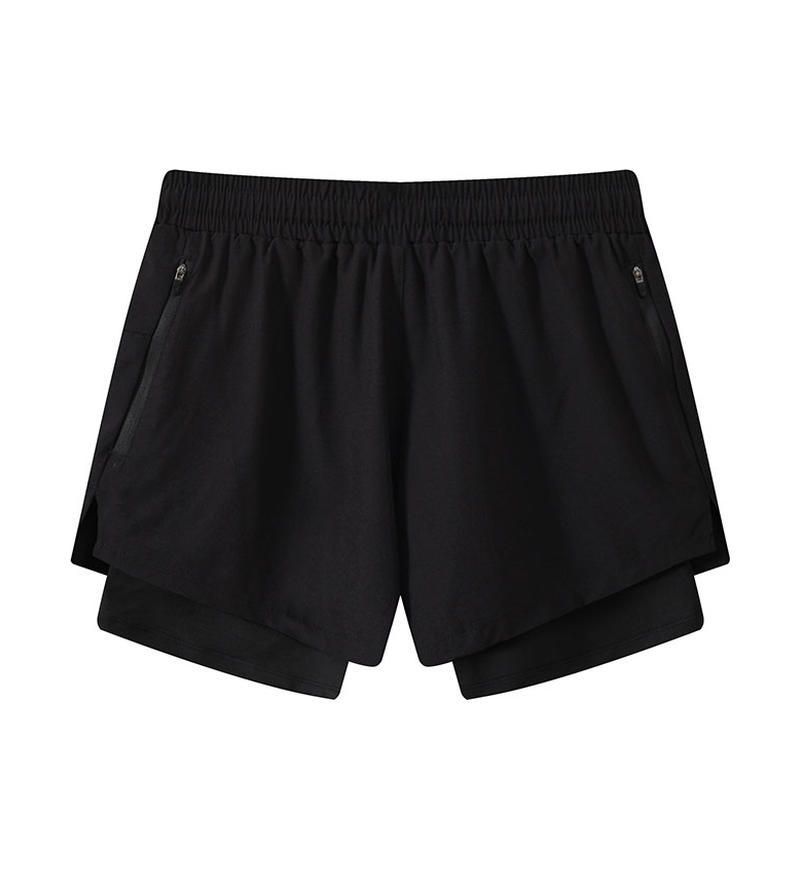 Man's clothing Quick drying double-layer sports shorts men's fake two breathable running three-quarter marathon track and field fitness pants_voghion.com