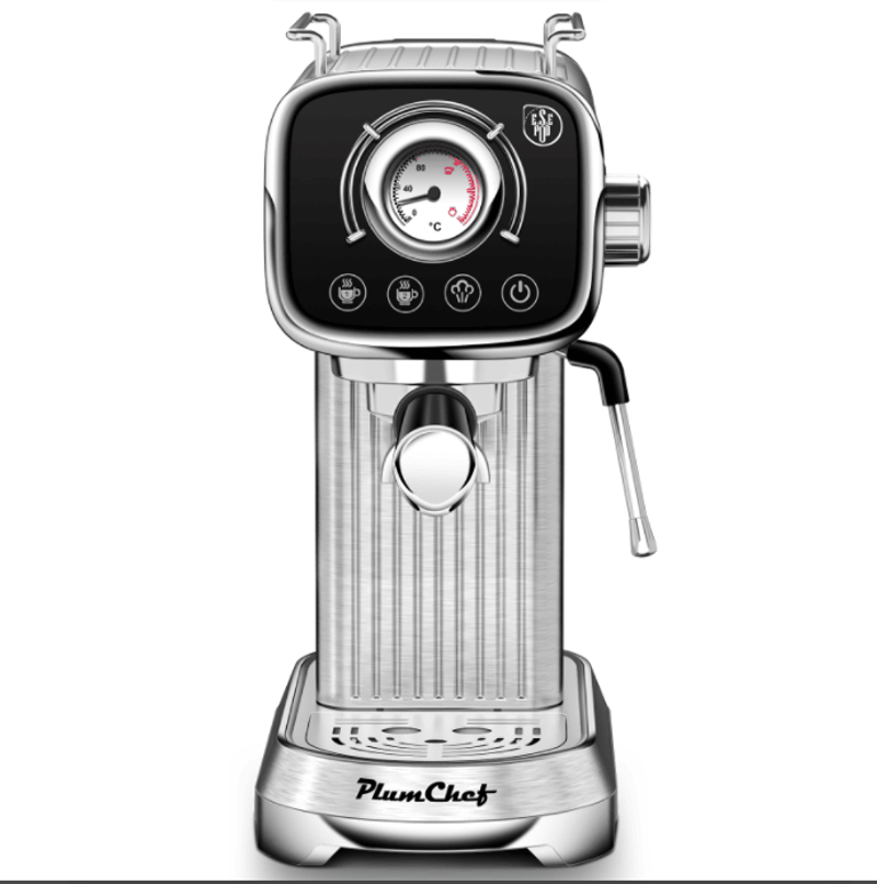 W1002P292362 20Bar Compact Italian Coffee Machine With Milk Frother, Dual-lens Option, 1350W Semi-automatic Coffee Maker With A 1.5L Water Tank ESE Pod Compatibility, Temperature Display, Removable_voghion.com