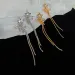 Silver Toned Star Bow Tassel Earrings CZ Accented Sparkle, Graceful Long Chains, Delicate - Dangle Style For Elegant Or_voghion.com