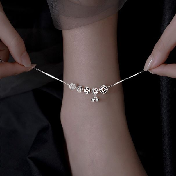 Moneta rotonda in rame per donna, argento puro, personalità antica, stile freddo, senso di lusso, attrae ricchezza e denaro_voghion.com