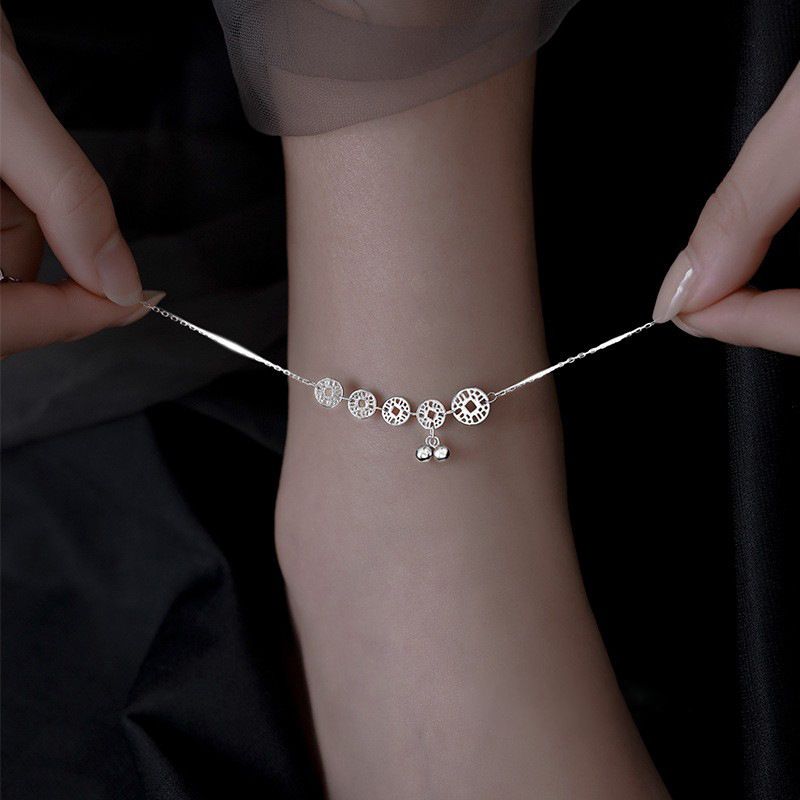 Moneta rotonda in rame per donna, argento puro, personalità antica, stile freddo, senso di lusso, attrae ricchezza e denaro_voghion.com