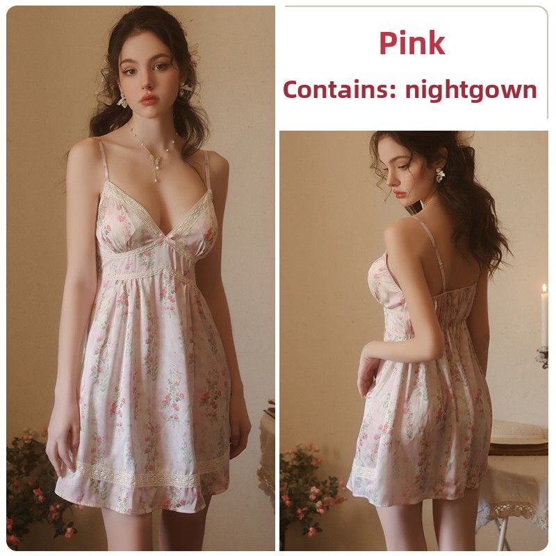 Französische Romantik für die Freizeit zu Hause: Rückenfreies Nachthemd im Prinzessinnen-Stil mit Blumenmuster, ein elegantes Must-have_voghion.com