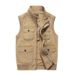 "Men's Multi-Pocket Cotton Vest For Outdoor Activities, Lightweight Casual Waistcoat, Plus Size Fishing Photography Vest_voghion.com