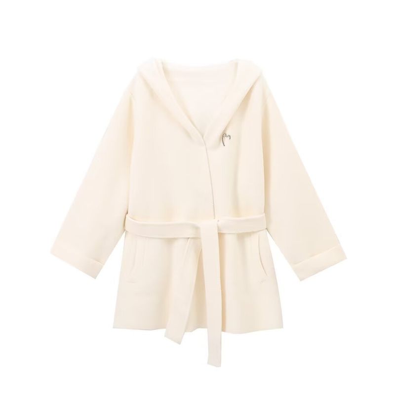 Frauen kleidung herbst und winter neue mode mit kapuze konfiguration brosche langarm strickjacke_voghion.com