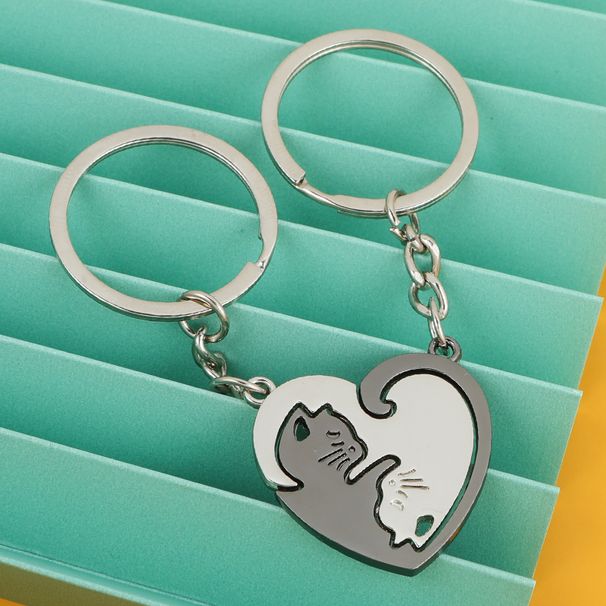 Porte-clés couple chaton, pendentif créatif pour hommes et femmes, une paire de porte-clés, souvenir d'amour_voghion.com