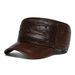 Echtes Leder Hut Herren Herbst und Winter winddicht warm Rindsleder Hut Oberschicht Rindsleder lässig einfache flache Kappe_voghion.com