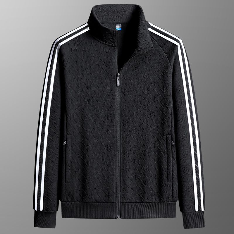 Chaqueta ligera de running para hombre con rayas clásicas: transpirable, con cremallera, ideal para uso casual y deportivo (L-6XL)_voghion.com