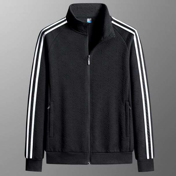 Chaqueta ligera de running para hombre con rayas clásicas: transpirable, con cremallera, ideal para uso casual y deportivo (L-6XL)_voghion.com