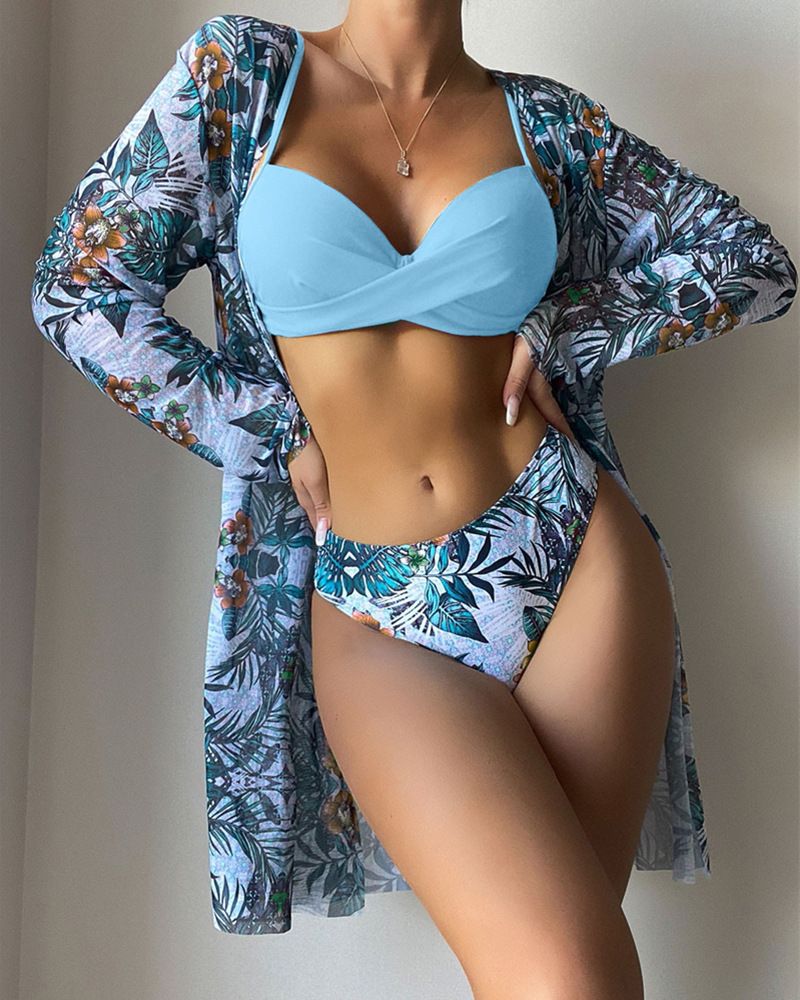 2025Three-Piece Set Two-Piece Swimsuit Cover-Up Printed Sexy Hard Cup Swimwear_voghion.com
