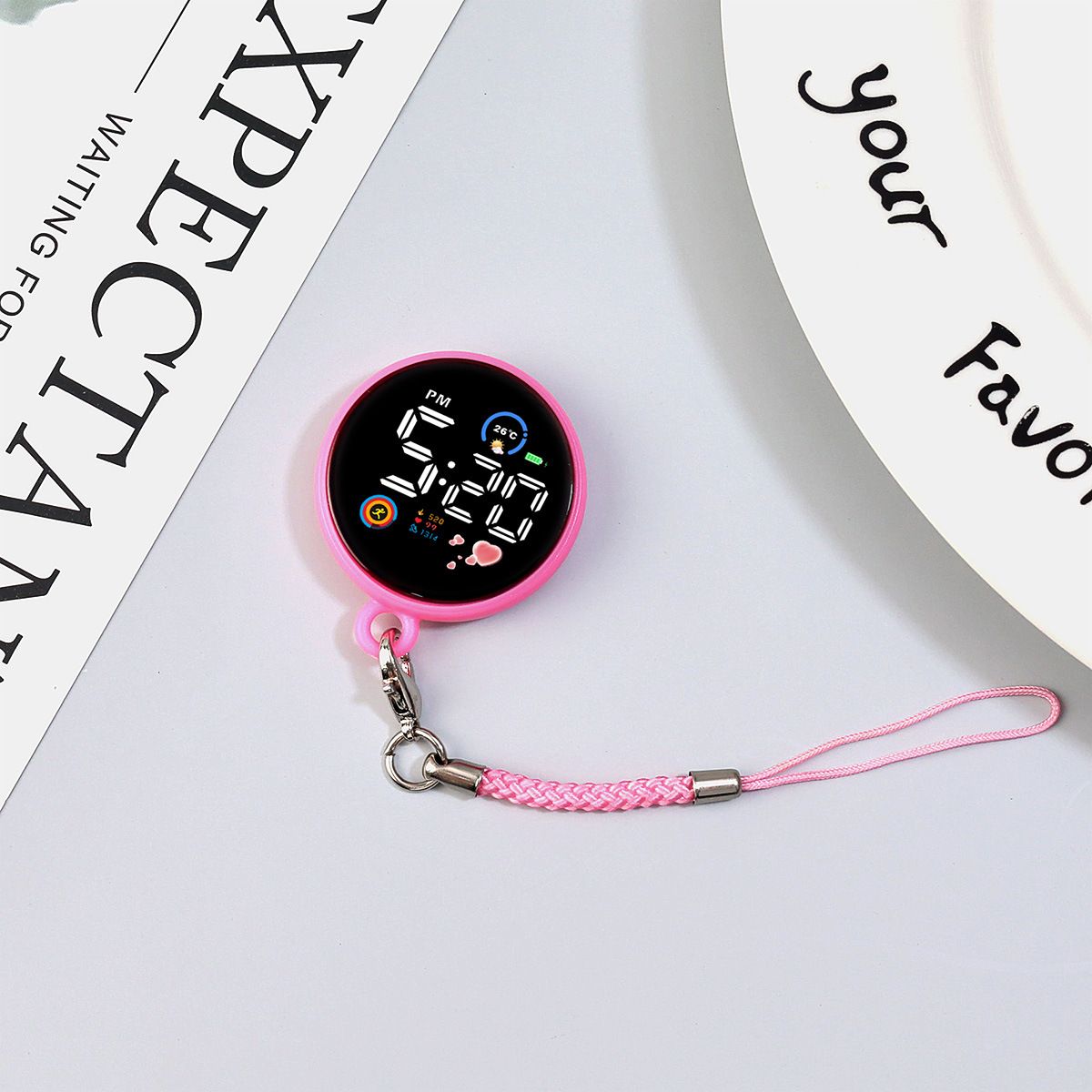 Cute Student Luminous Mobile Phone Chain Hanging Rope Mini Schedule Waterproof Silent Digital Touch Pendant Table_voghion.com