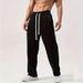 Herrenbekleidung Gerade, lockere Hosen, lässige Jogginghosen. Lässige Jogginghosen für Herren mit Kordelzug in der Taille, locker sitzende Jogginghosen für Komfort und Stil._voghion.com