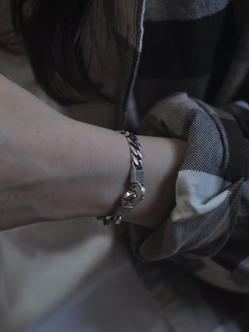 Bracciale cubano puro S per uomo e donna, stile Ins, accessori regalo di coppia alla moda in argento thailandese lucido_voghion.com