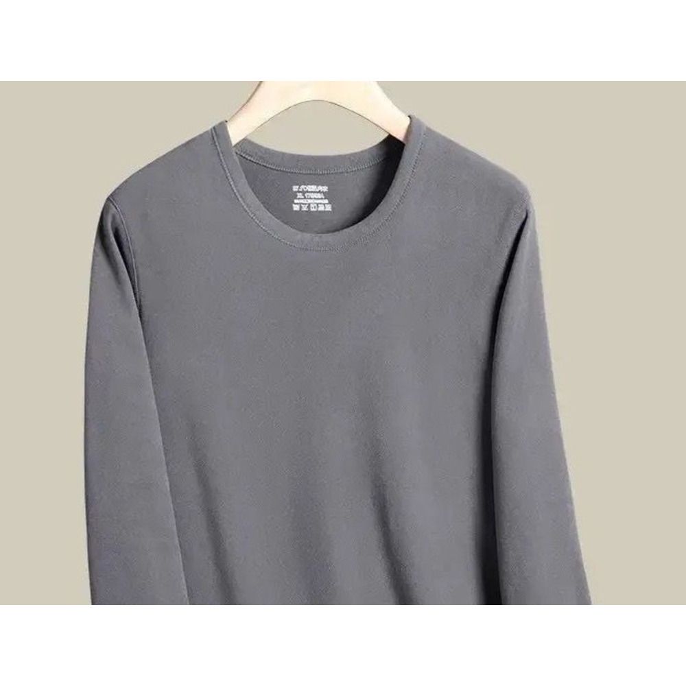 Set termic din catifea pentru bărbați de toamnă și iarnă, haine rezistente la frig, pantaloni de toamnă, guler rotund subțire, temperatură_voghion.com