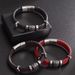 Men's Hip Hop Beaded Double Circle Leather Bracelet Woven Leather Fashion Men's Bracelet_voghion.com