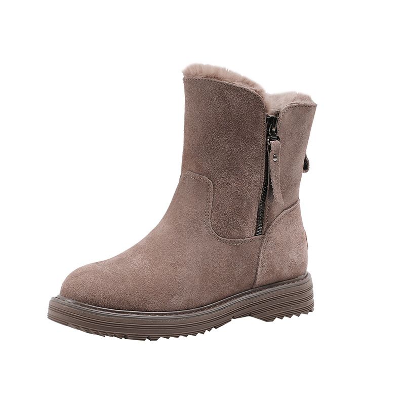 Winter Warm Snow For Women 2024 Autumn British Style Martin Boots Ins Internet Celebrity Side Zipper Fleece Short_voghion.com