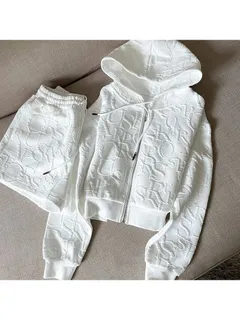 Hanorac pantaloni scurți costum pentru femei high-end, lux, temperament, stil zeiță, modă casual, set din două piese